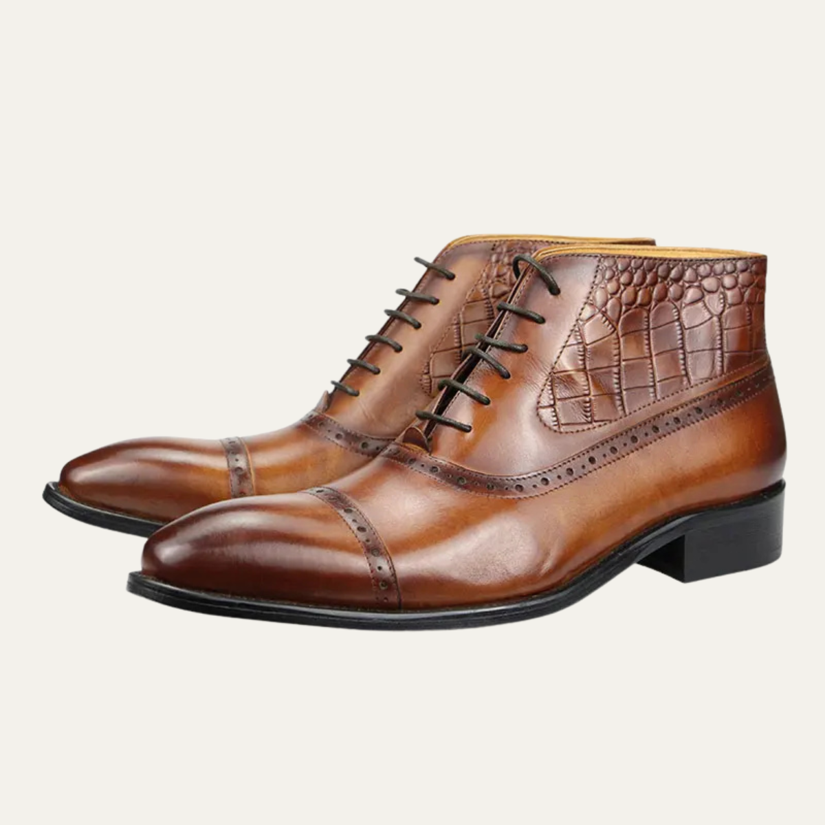 The Capo Vaticano Men’s Formal Leather Brogue Lace Up Ankle Dress Boots — 1