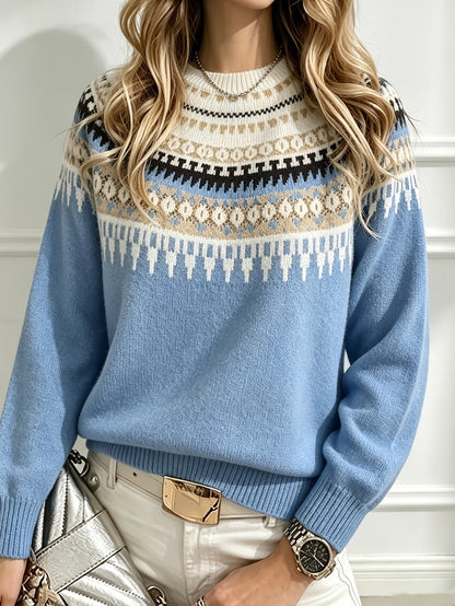 Camille | Pull en Maille Col Rond Uni Décontracté