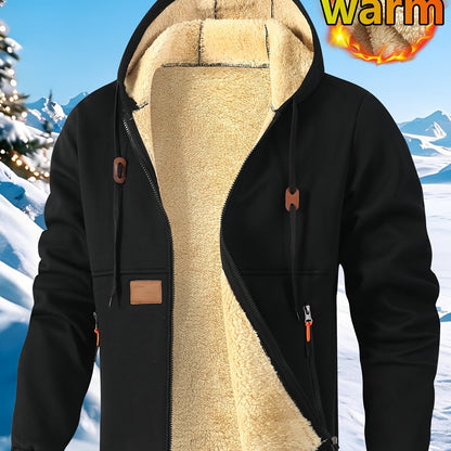 Cardigan à capuche pour homme en polaire épaisse, sweat à capuche chaud et tendance en polaire, sweat à capuche ample et confortable avec cordon de serrage, vêtements d'automne et d'hiver pour hommes, sweat à capuche décontracté pour homme avec poches zip — 11