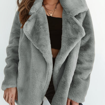 Manteau d'extérieur chaud à manches longues pour femmes, col à revers, mode automne-hiver — 15