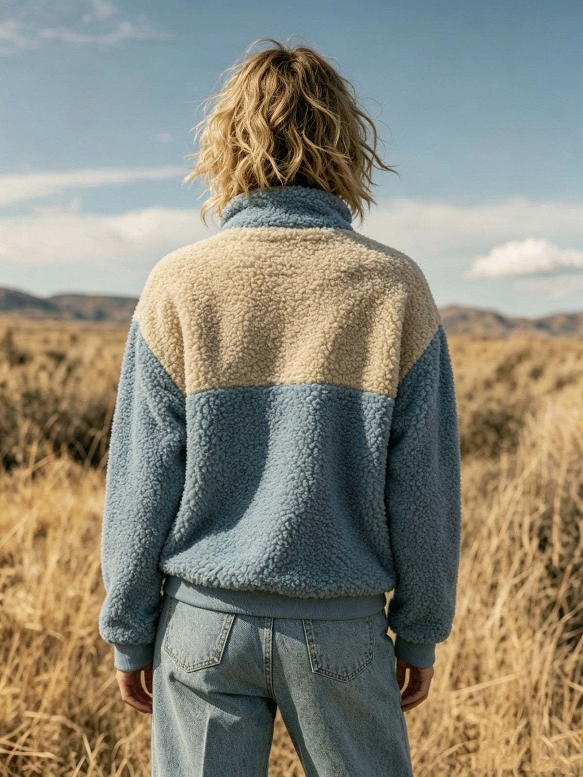 YYTT Automne Hiver Nouvelle Mode Femme Décontractée Color-Block Demi-Boutonnée Peluche Polyvalente Sweat à Manches Courtes pour Trajet/Vacances/Fête/Nouvel An/Noël — 10
