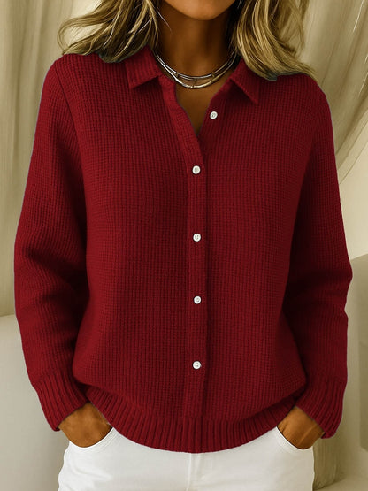 Béatrice | Cardigan Manches Longues à Col Chemise pour Femme
