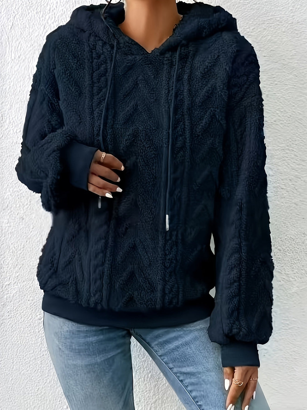 Sweat à capuche décontracté pour femme, nouvelle collection automne-hiver 2025, doublé polaire confortable, couleur unie — 1