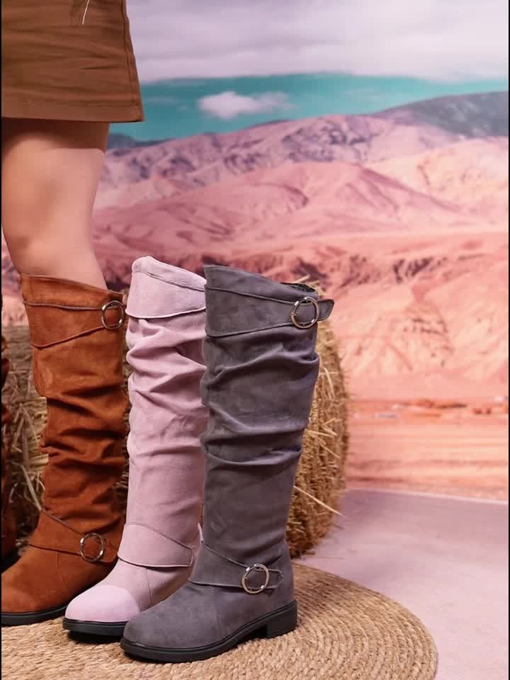 Bottes Femme Tendance Confortables à Double Bride avec Boucle Décorative, Design Polyvalent, Chaussures pour Femmes — 16