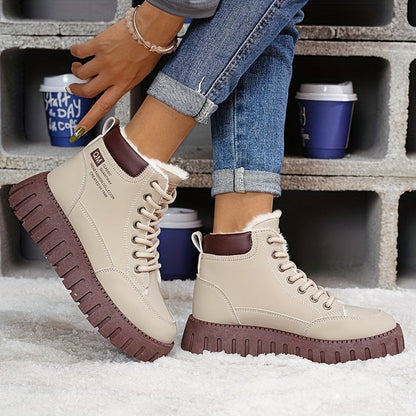 Bottes Montantes Hiver pour Femmes avec Doublure, Semelle Épaisse, Baskets Confortables et Décontractées, Chaussures pour Femmes — 9
