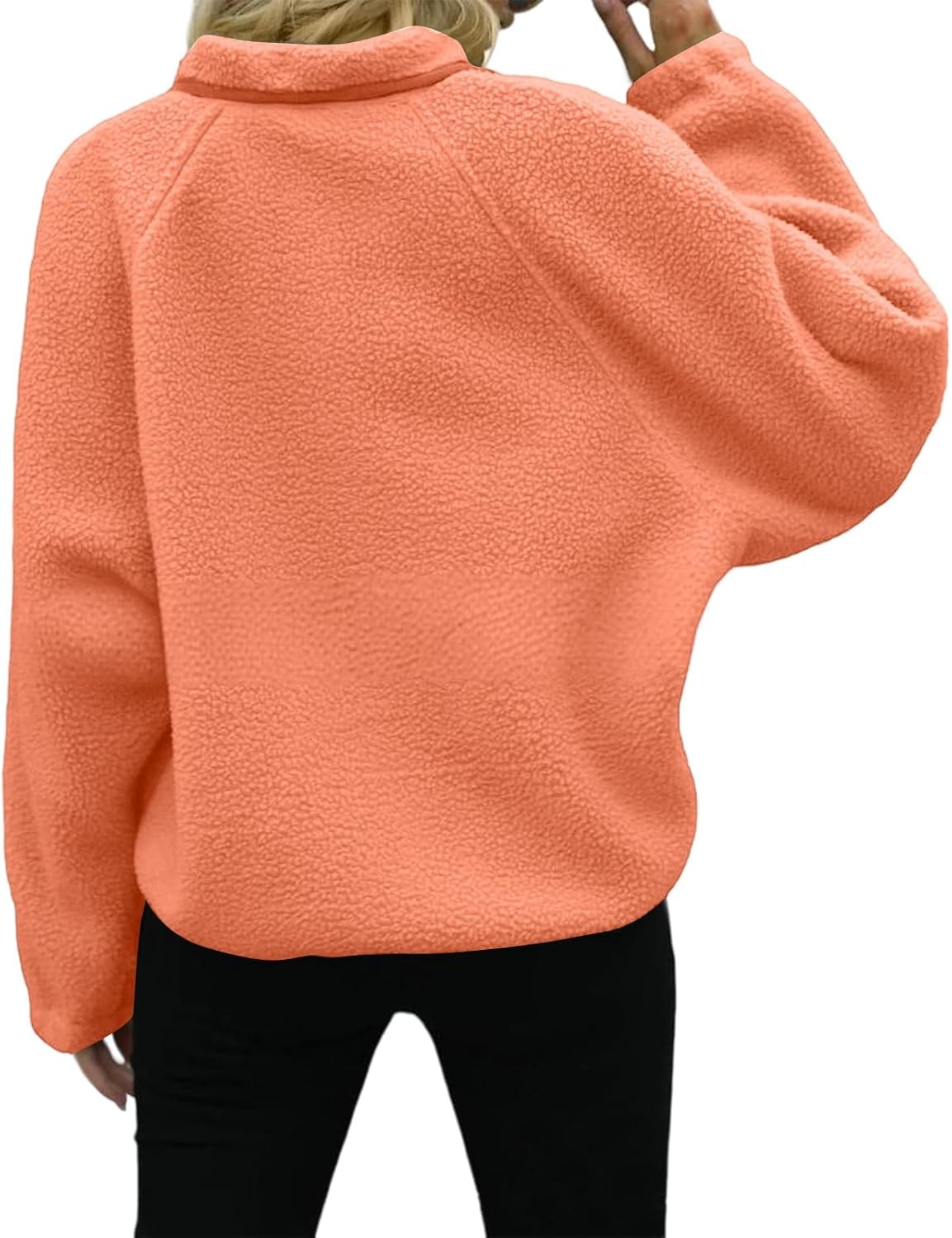 Générique Women's Fleece Jacket Thick Winter Coat Teddy Buttons Chic Warm Sherpa Jacket with Pockets Lapel Collar Long Sleeve Outwear Thick Anti-Cold Cozy — 3