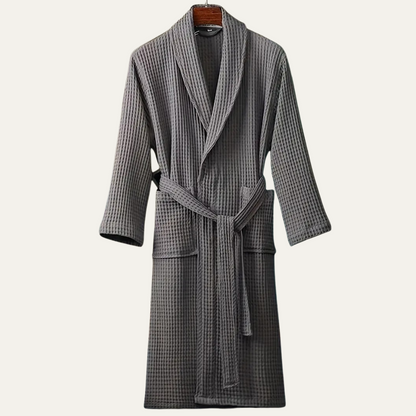 The Eastbourne Men's Cotton Waffle Lightweight Spa Bathrobe with Belt — 7