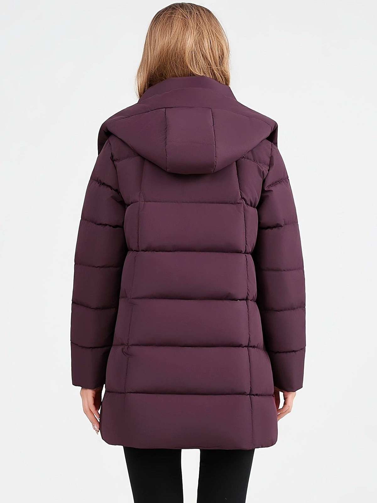 Nouveau manteau d'hiver rembourré pour femmes, mode élégant, coupe slim, idéal pour le bureau, les trajets quotidiens, cadeau de Noël, veste avec grande capuche côtelée - Vêtement d'extérieur rembourré — 6
