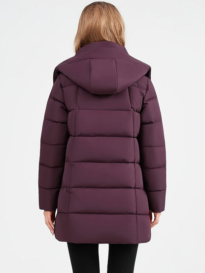 Nouveau manteau d'hiver rembourré pour femmes, mode élégant, coupe slim, idéal pour le bureau, les trajets quotidiens, cadeau de Noël, veste avec grande capuche côtelée - Vêtement d'extérieur rembourré — 6