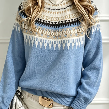 Camille | Pull en Maille Col Rond Uni Décontracté
