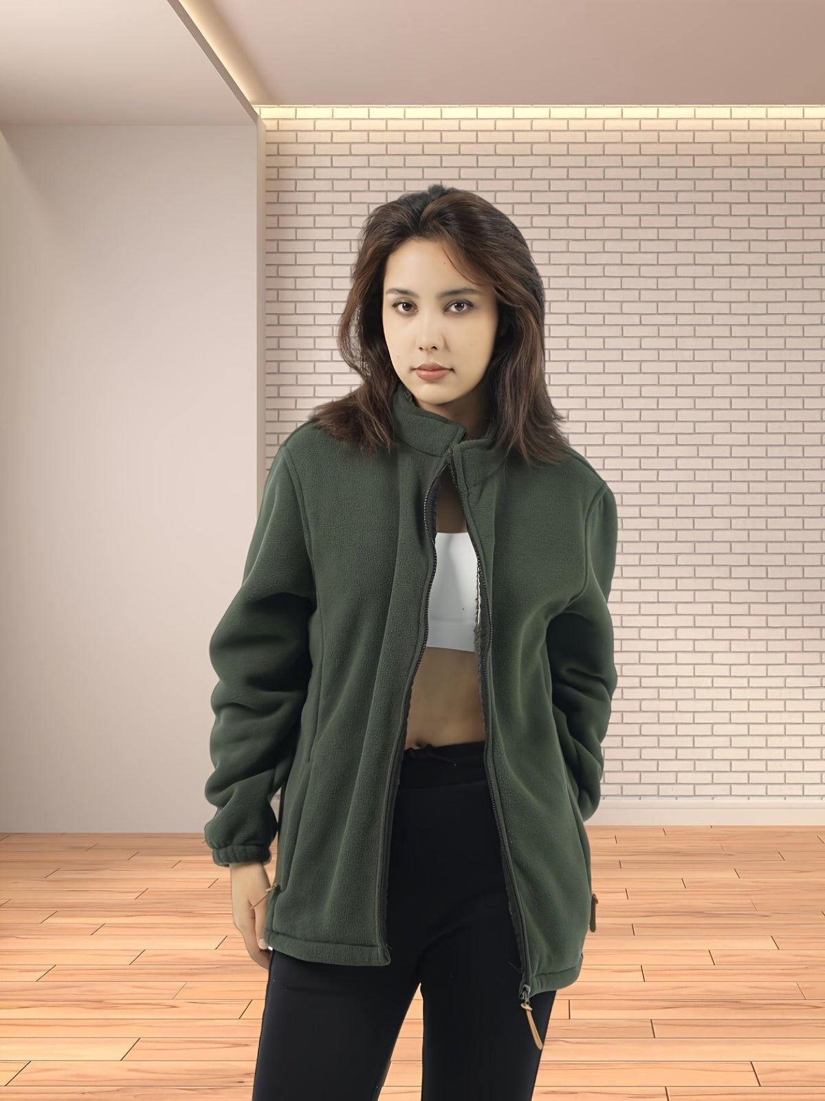 Nouvelle veste doublée en polaire, plusieurs couleurs disponibles, facile à assortir, manteau d'automne et d'hiver pour femmes, manteau décontracté de couleur unie doublé en polaire et épaissi — 9
