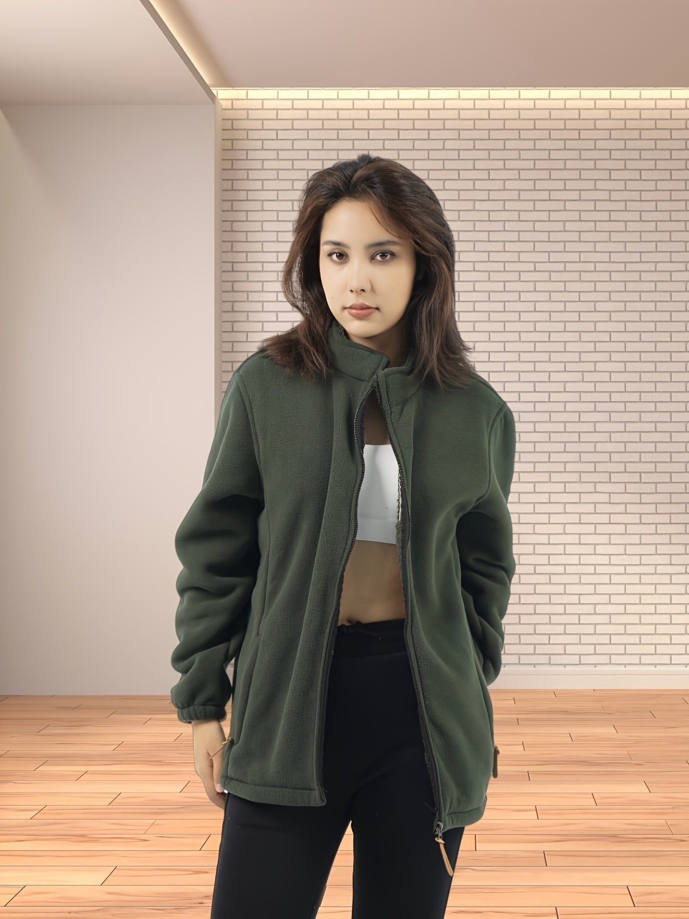 Nouvelle veste doublée en polaire, plusieurs couleurs disponibles, facile à assortir, manteau d'automne et d'hiver pour femmes, manteau décontracté de couleur unie doublé en polaire et épaissi — 9