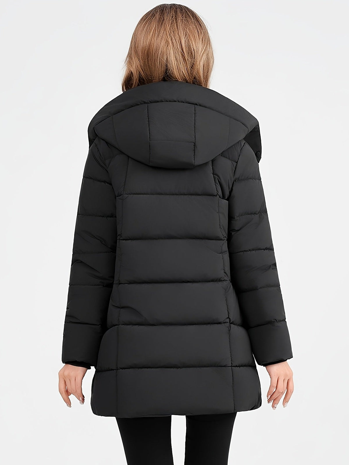 Nouveau manteau d'hiver rembourré pour femmes, mode élégant, coupe slim, idéal pour le bureau, les trajets quotidiens, cadeau de Noël, veste avec grande capuche côtelée - Vêtement d'extérieur rembourré — 8