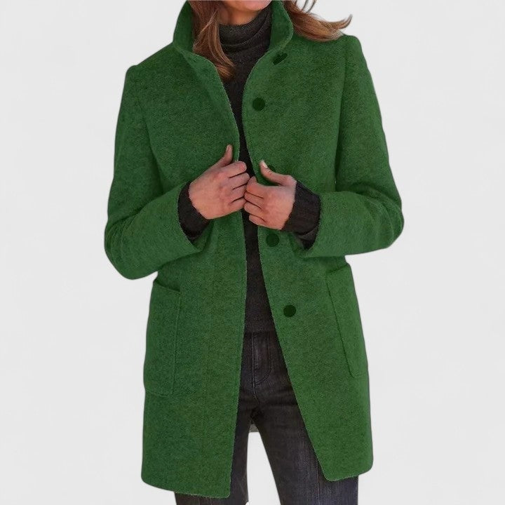 Camille | Manteau Mi-Long Cintré à Col Chemise pour Femme