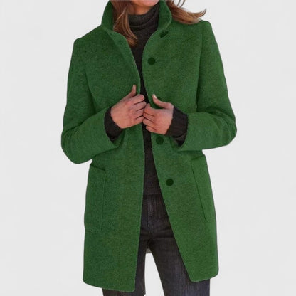Camille | Manteau Mi-Long Cintré à Col Chemise pour Femme
