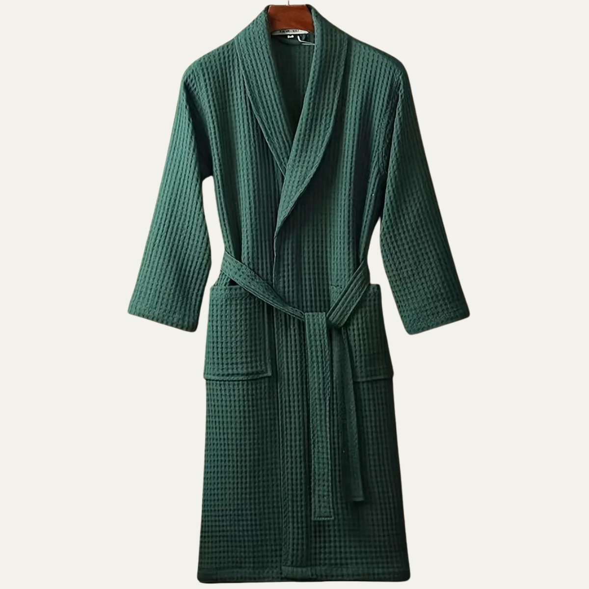 The Eastbourne Men's Cotton Waffle Lightweight Spa Bathrobe with Belt — 9