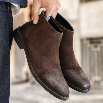 The Vicenza Men’s Zip Up Suede Leather Ankle Boots — 7