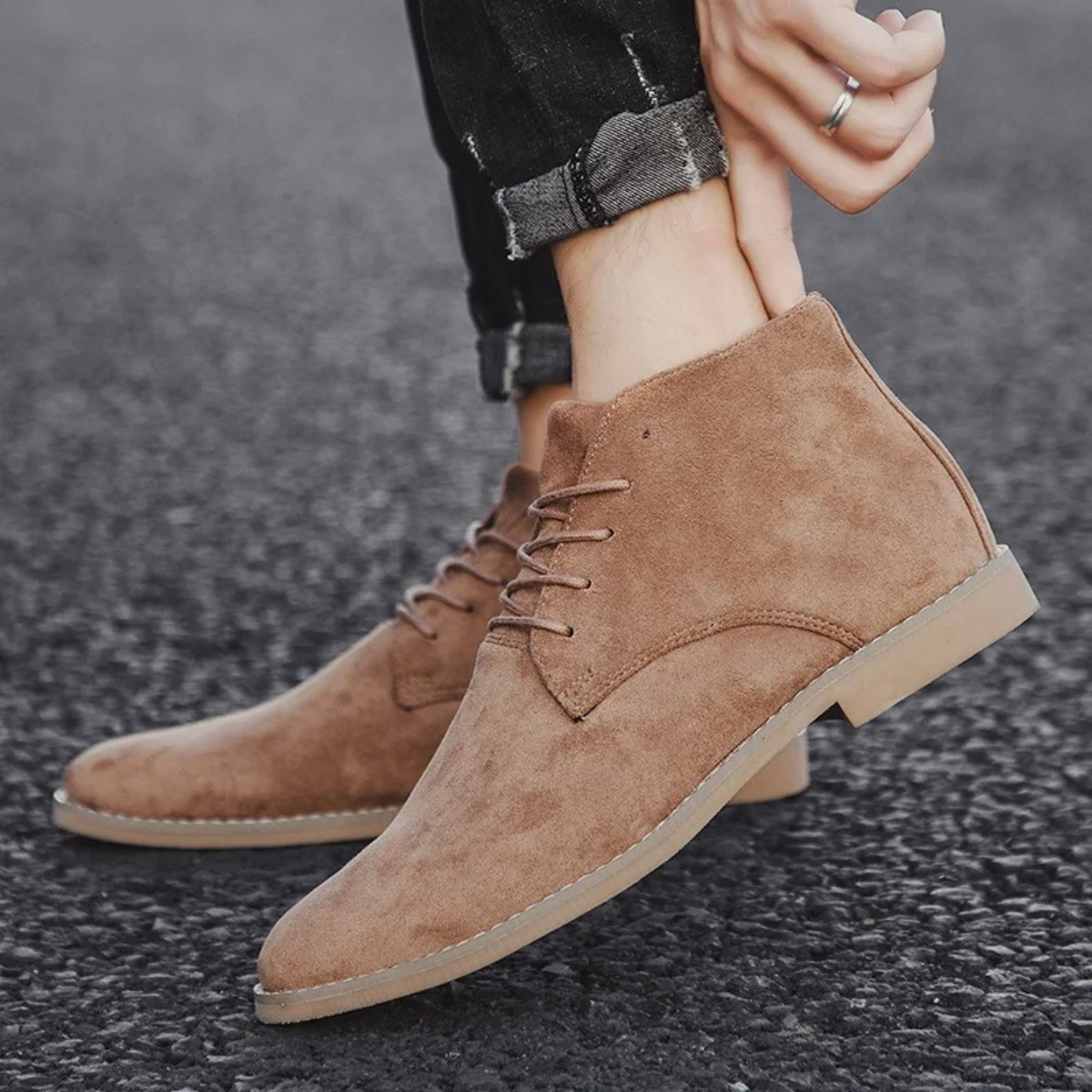 The Dockside Men’s Casual Suede Lace Up Ankle Boots — 7
