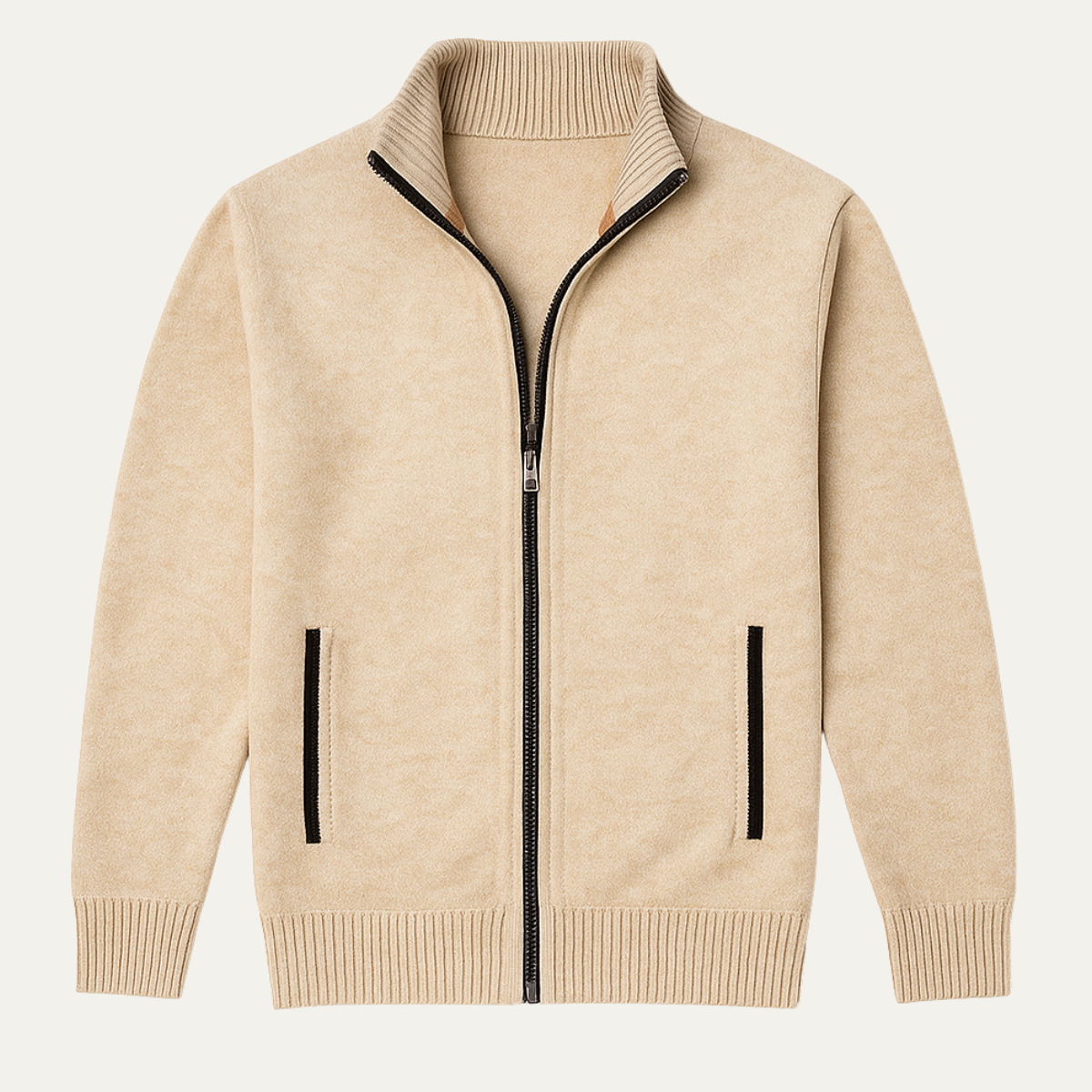 Le Cardigan Zippé Tricoté Classique pour Homme Glenwood avec Col Montant — 1