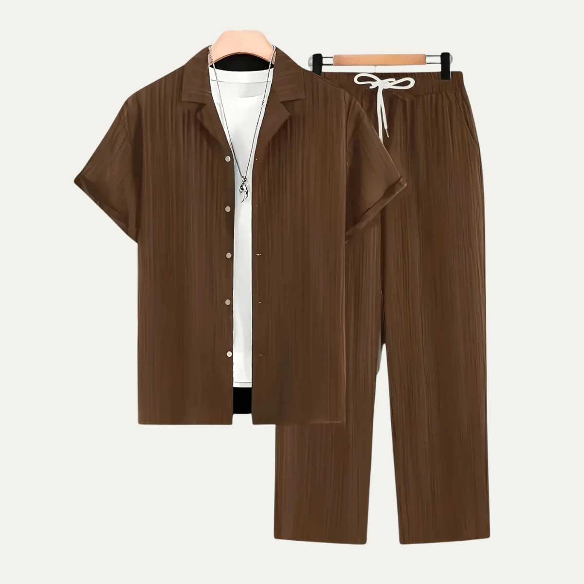 Le Set Dervio pour Hommes en Lin – Chemise Boutonnée Légère & Pantalons Décontractés — 1