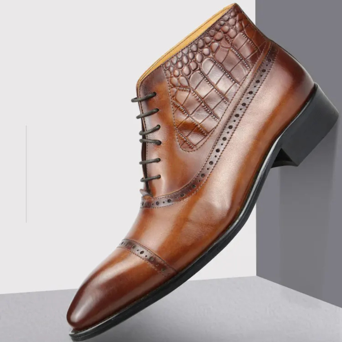 The Capo Vaticano Men’s Formal Leather Brogue Lace Up Ankle Dress Boots — 2