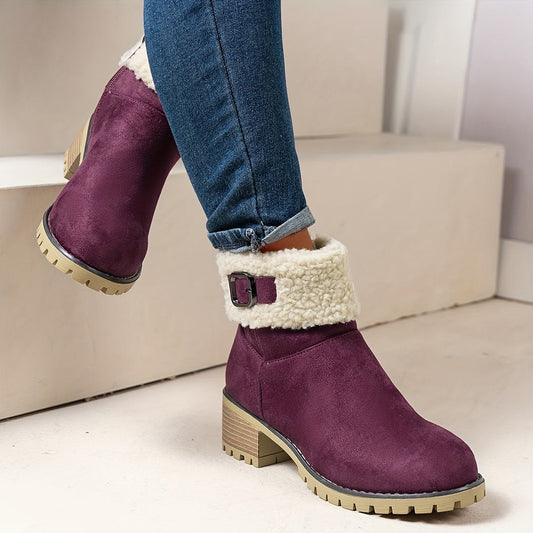 Nouvelles Bottes Montantes Noires 2025, Bottes Courtes Décontractées et Tendance pour Femmes, Bottes à Fermeture Éclair à Bout Rond pour Femmes, Chaudes et Épaisses pour l'Extérieur, Chaussures pour Femmes — 1
