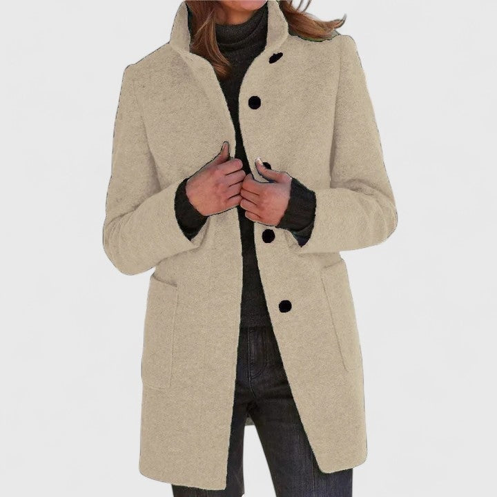 Camille | Manteau Mi-Long Cintré à Col Chemise pour Femme