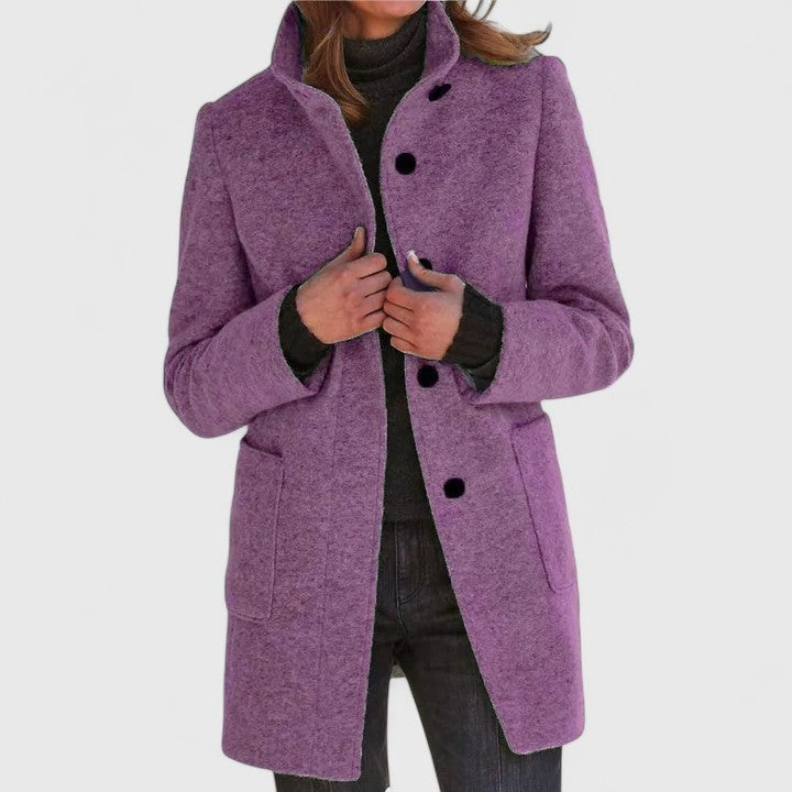 Camille | Manteau Mi-Long Cintré à Col Chemise pour Femme