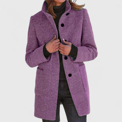 Camille | Manteau Mi-Long Cintré à Col Chemise pour Femme