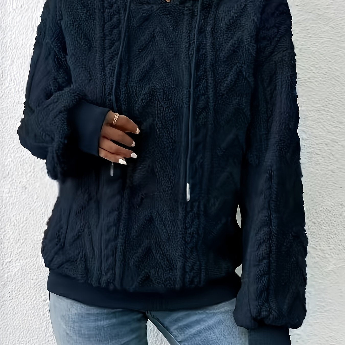 Sweat à capuche décontracté pour femme, nouvelle collection automne-hiver 2025, doublé polaire confortable, couleur unie — 12