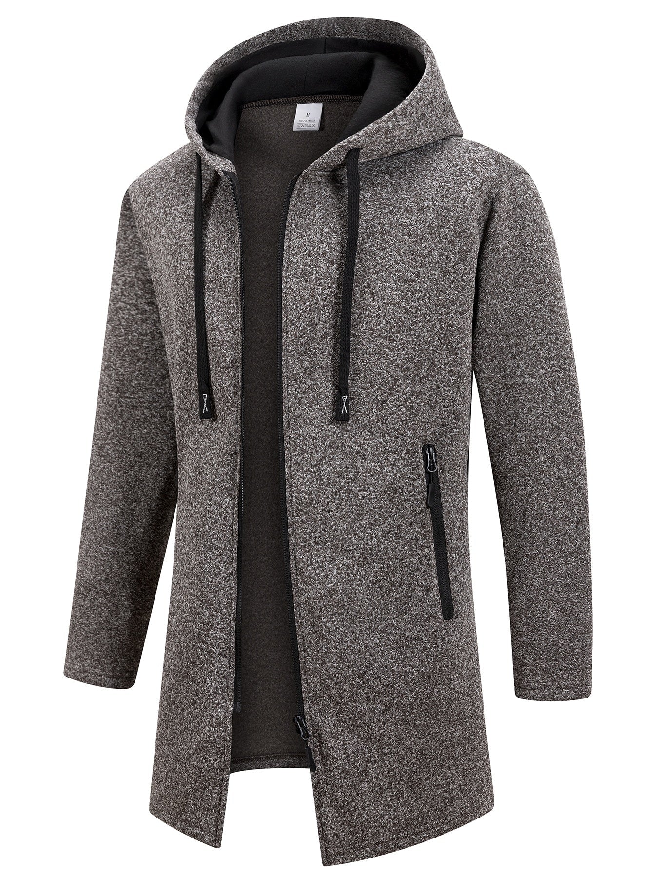 Trench long chaud doublé pour homme, automne/hiver, veste coupe ajustée, décontractée et à la mode, gris, tendance et polyvalente, haut doux et confortable, manches longues, col montant à fermeture éclair en tricot pour homme, couleur unie, pour les rasse — 6