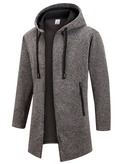 Trench long chaud doublé pour homme, automne/hiver, veste coupe ajustée, décontractée et à la mode, gris, tendance et polyvalente, haut doux et confortable, manches longues, col montant à fermeture éclair en tricot pour homme, couleur unie, pour les rasse — 6