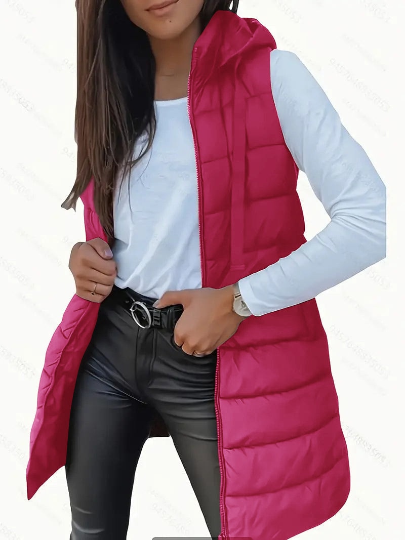 RAIN™ - Casual Sleeveless Hood Long Puffer Vest — 9