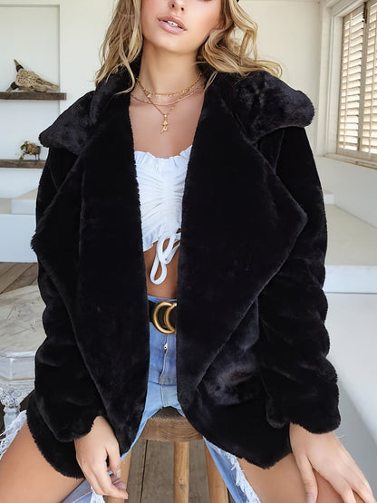 Manteau d'extérieur chaud à manches longues pour femmes, col à revers, mode automne-hiver — 6