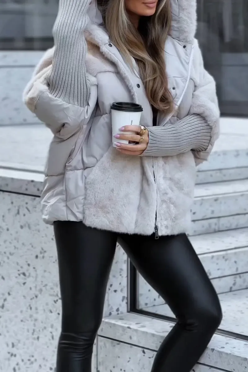 Candela | Chaqueta acolchada con pelo sintético y capucha mujer — 4
