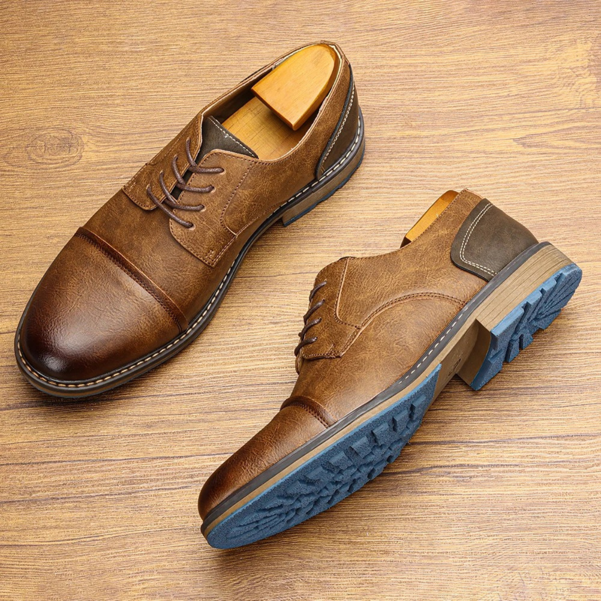 The Monferrato Men’s Retro Lace Up Leather Oxford Shoes — 8