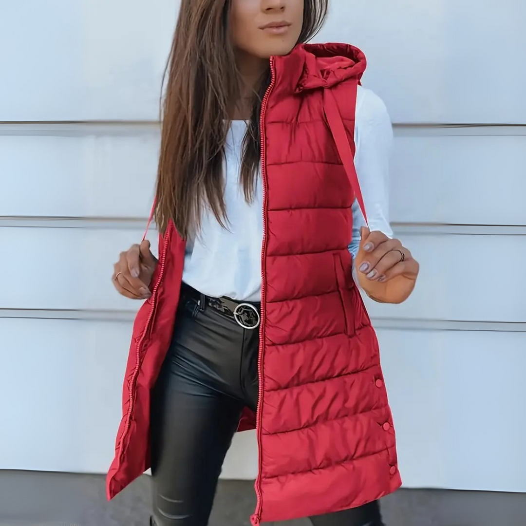 RAIN™ - Casual Sleeveless Hood Long Puffer Vest — 5
