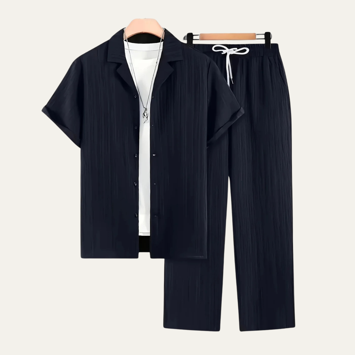 Le Set Dervio pour Hommes en Lin – Chemise Boutonnée Légère & Pantalons Décontractés — 3