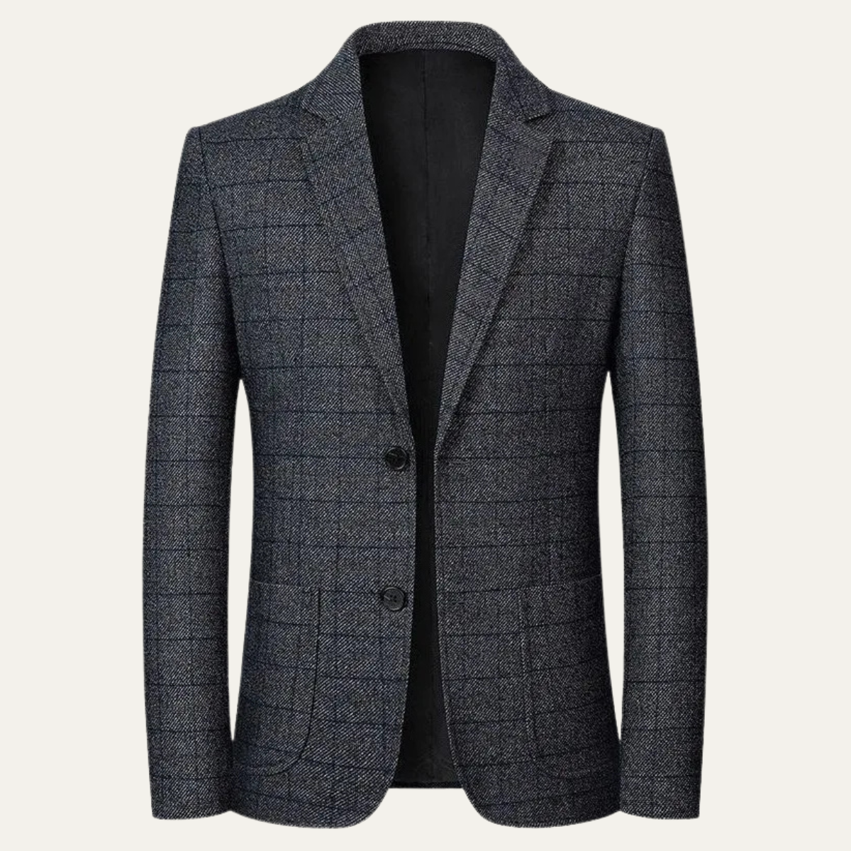 Marius | Blazer de Costume Ajusté à Revers Cranté pour Homme - Gris Ardoise Carreaux