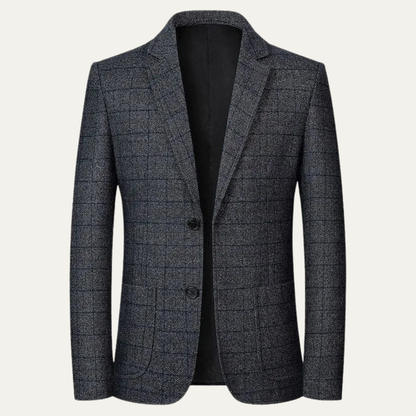 Marius | Blazer de Costume Ajusté à Revers Cranté pour Homme - Gris Ardoise Carreaux