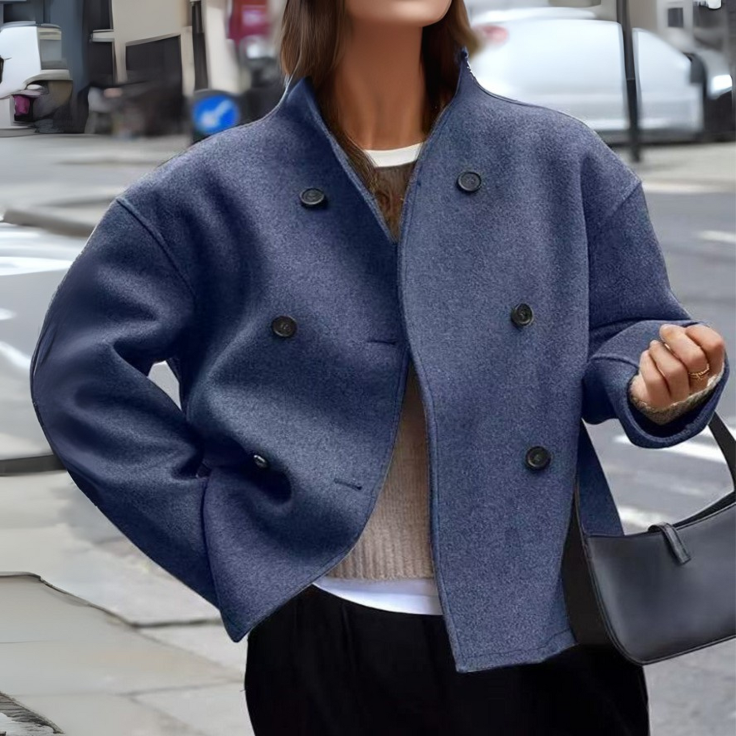 Rose | Manteau Caban Court à Boutonnage Croisé pour Femme