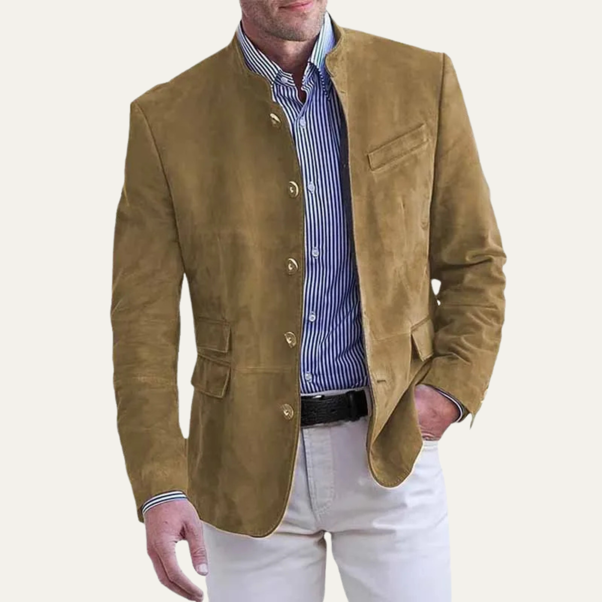 La Veste Blazer en Suède Décontractée pour Homme Belmont – Manteau à Boutonnage Simple — 2
