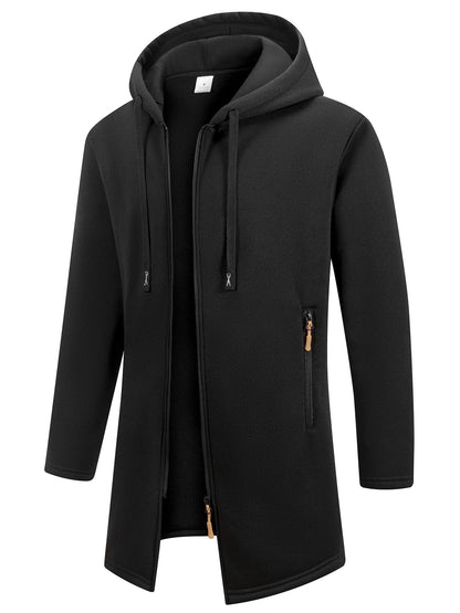 Trench long chaud doublé pour homme, automne/hiver, veste coupe ajustée, décontractée et à la mode, gris, tendance et polyvalente, haut doux et confortable, manches longues, col montant à fermeture éclair en tricot pour homme, couleur unie, pour les rasse — 3