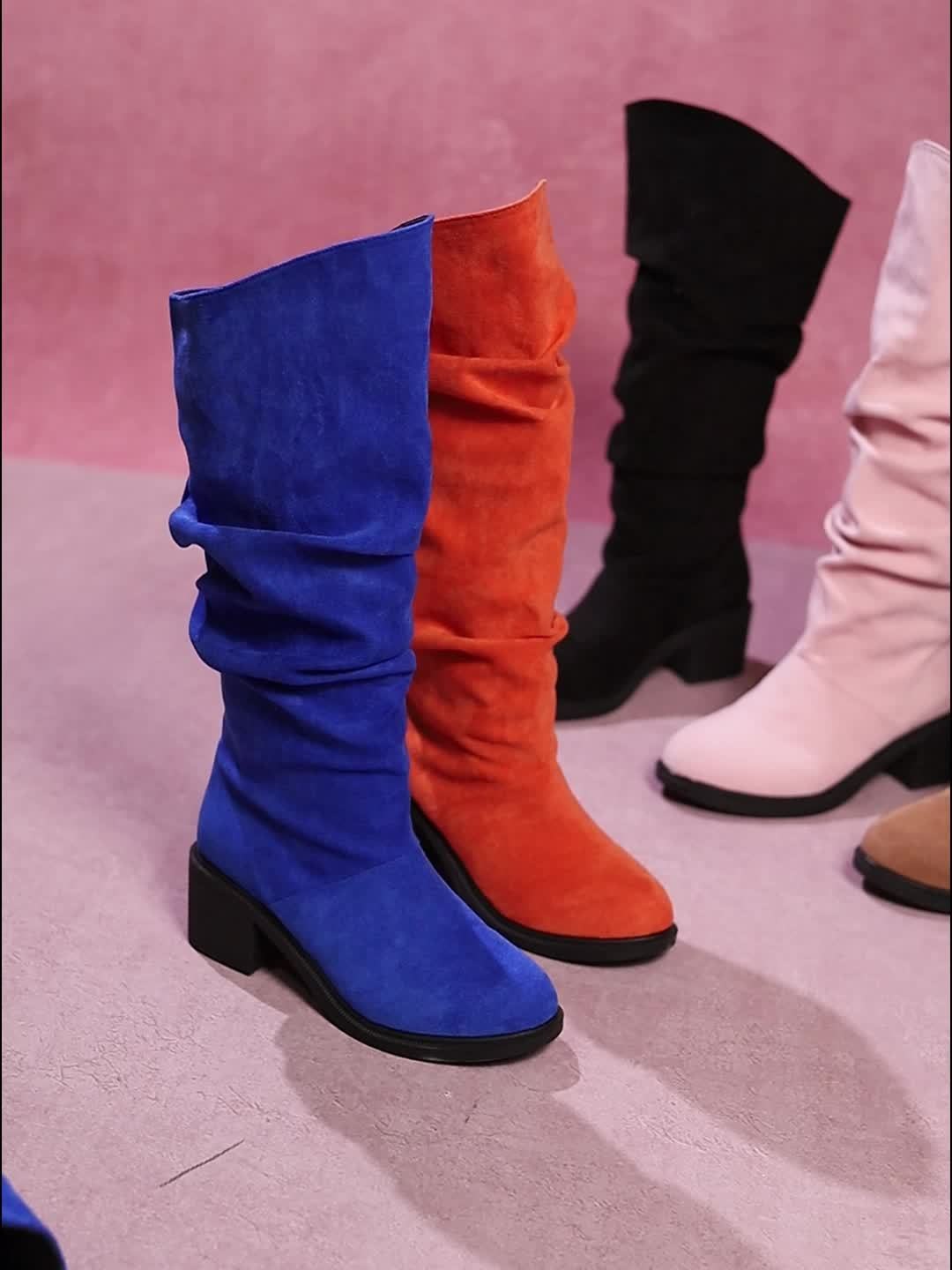 Bottes Épaisses Style Classique Minimaliste pour Femmes, Bottes de Mode pour Femmes, Bottes Mi-Mollet Tendance, Chaussures pour Femmes — 17