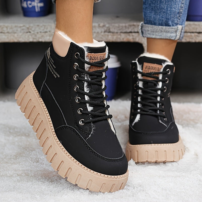 Bottes Montantes Hiver pour Femmes avec Doublure, Semelle Épaisse, Baskets Confortables et Décontractées, Chaussures pour Femmes — 4