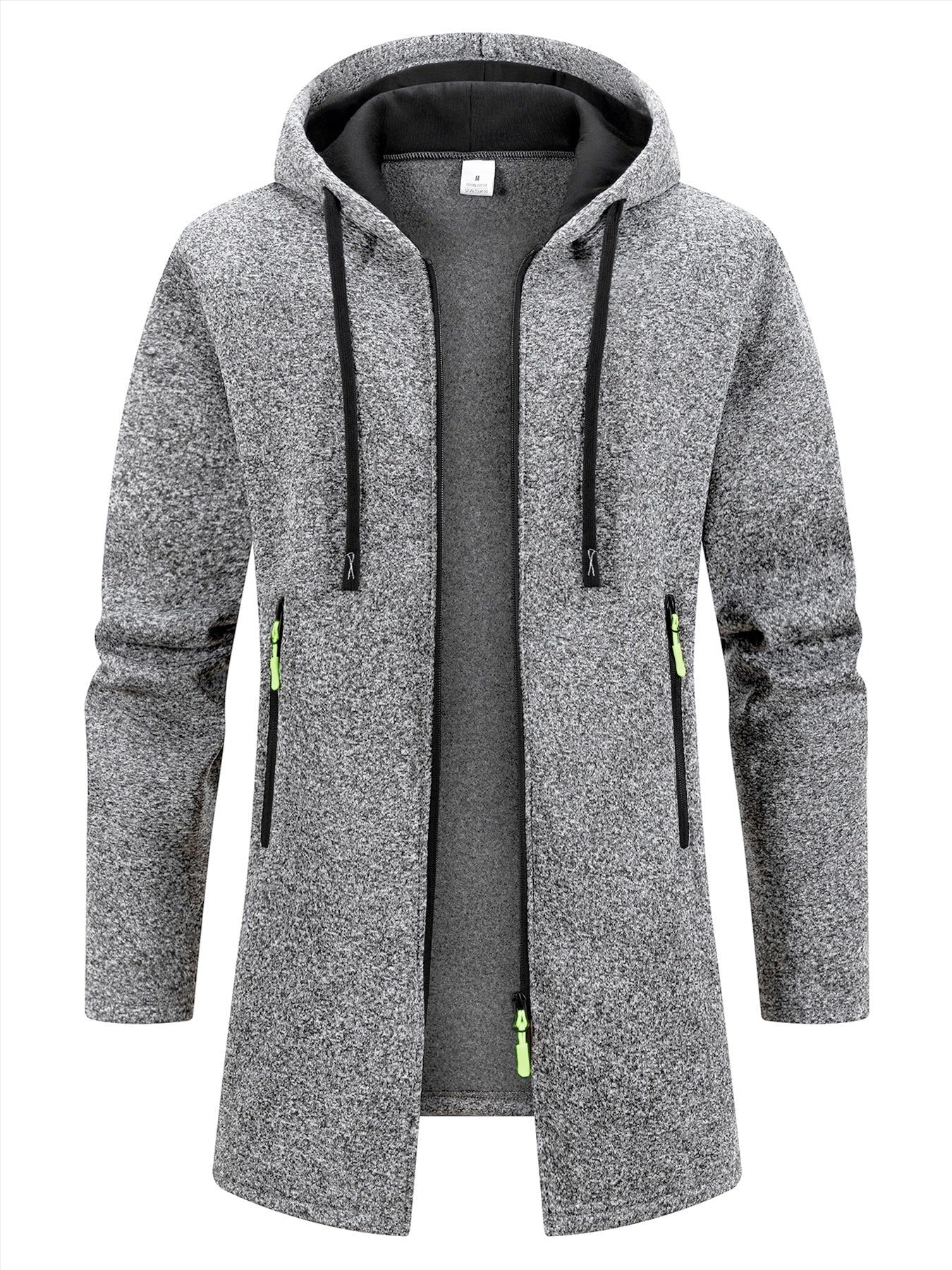 Trench long chaud doublé pour homme, automne/hiver, veste coupe ajustée, décontractée et à la mode, gris, tendance et polyvalente, haut doux et confortable, manches longues, col montant à fermeture éclair en tricot pour homme, couleur unie, pour les rasse — 7