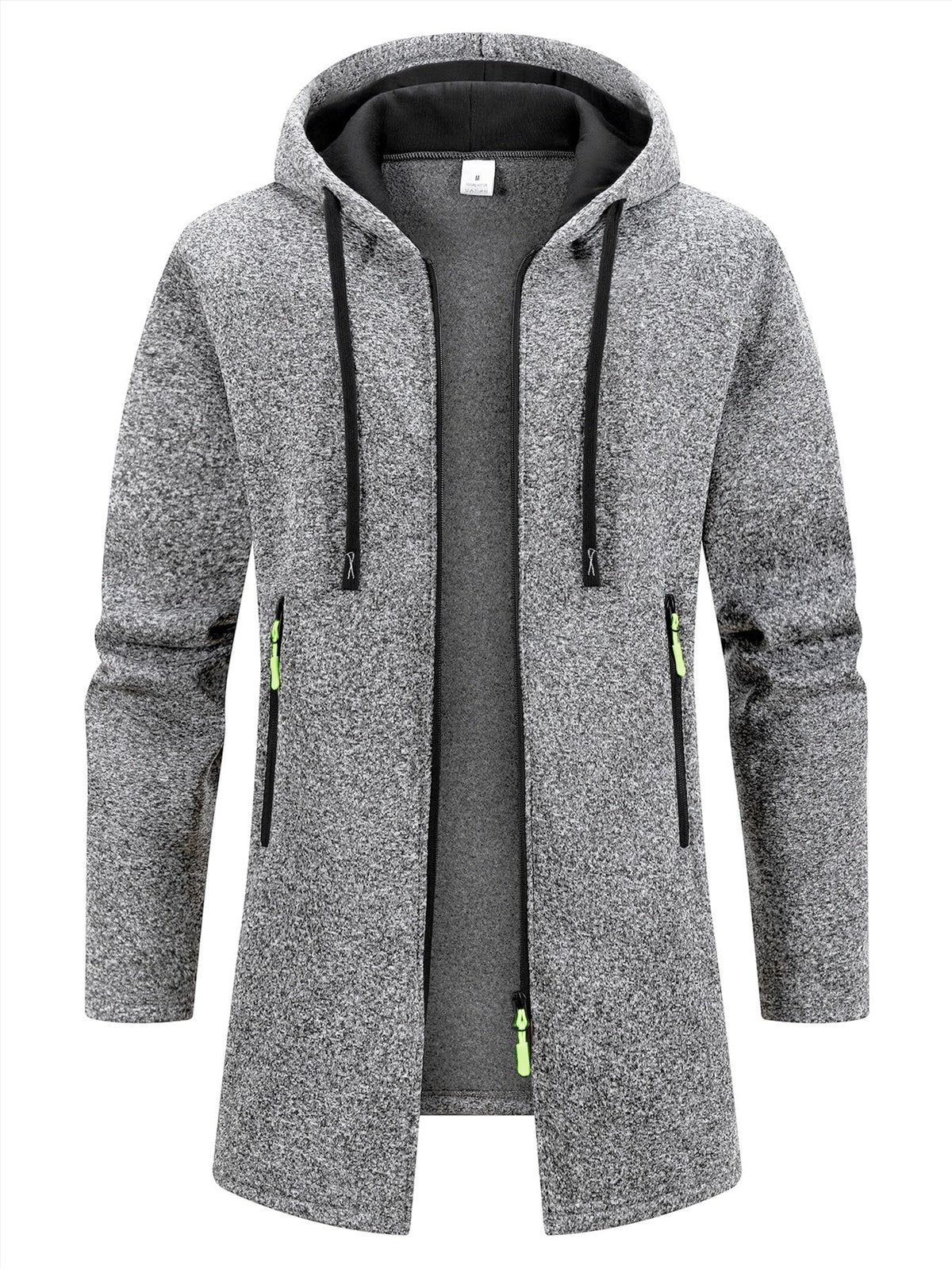 Trench long chaud doublé pour homme, automne/hiver, veste coupe ajustée, décontractée et à la mode, gris, tendance et polyvalente, haut doux et confortable, manches longues, col montant à fermeture éclair en tricot pour homme, couleur unie, pour les rasse — 7
