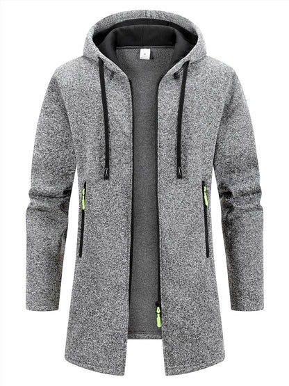 Trench long chaud doublé pour homme, automne/hiver, veste coupe ajustée, décontractée et à la mode, gris, tendance et polyvalente, haut doux et confortable, manches longues, col montant à fermeture éclair en tricot pour homme, couleur unie, pour les rasse — 7