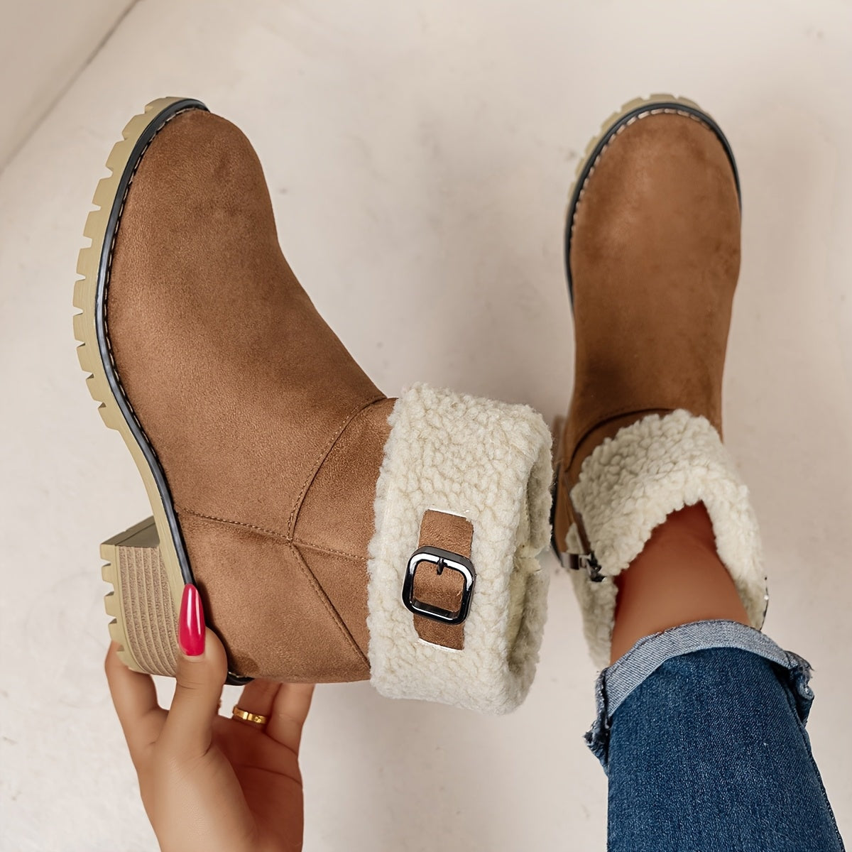 Nouvelles Bottes Montantes Noires 2025, Bottes Courtes Décontractées et Tendance pour Femmes, Bottes à Fermeture Éclair à Bout Rond pour Femmes, Chaudes et Épaisses pour l'Extérieur, Chaussures pour Femmes — 15
