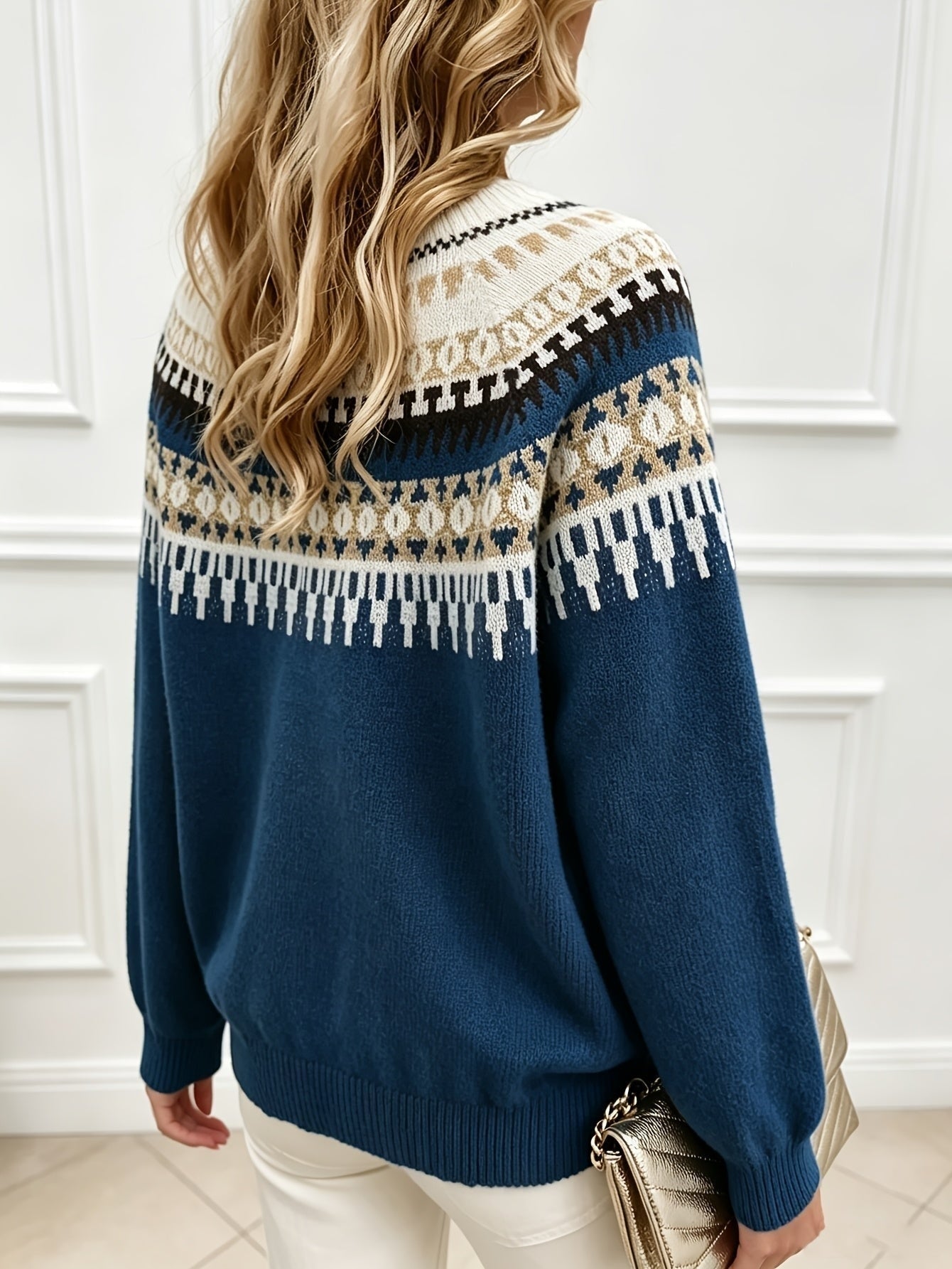 Camille | Pull en Maille Col Rond Uni Décontracté